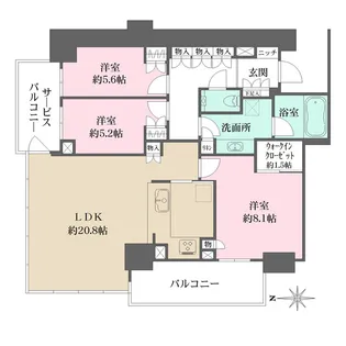 グランドメゾン新梅田タワーTHE CLUB RESIDENCE【29階】の間取り