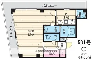 メゾン・ド・ヴィレ しうん福島【5階】の間取り