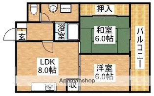 北淀宝ハイツカトレア【7階】の間取り