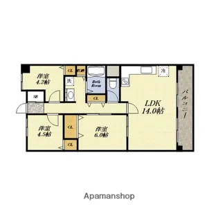 弁天第3コーポ【12階】の間取り