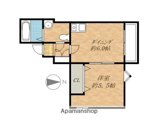 1DKの間取り画像