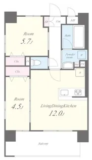 グレースリバー中之島【2階】の間取り