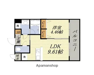 プレジオ弁天町ASIAN【9階】の間取り