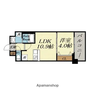 スプランディッド弁天町【3階】の間取り