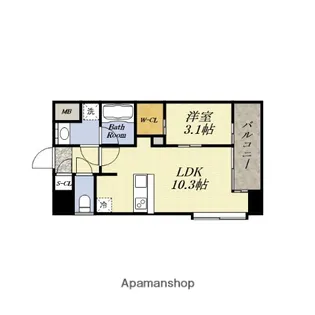 パークフラッツ弁天町駅前【15階】の間取り