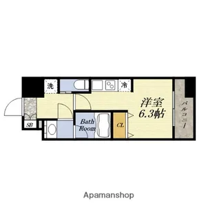 パークフラッツ弁天町駅前【15階】の間取り