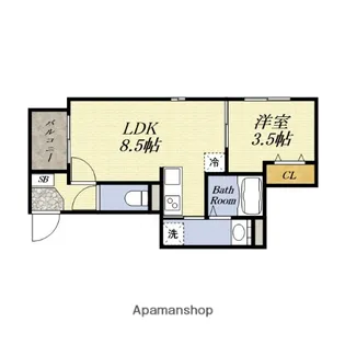 ハーモニーテラス田中【2階】の間取り