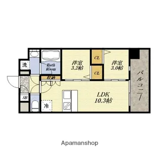 スプランディッド弁天町WEST【2階】の間取り