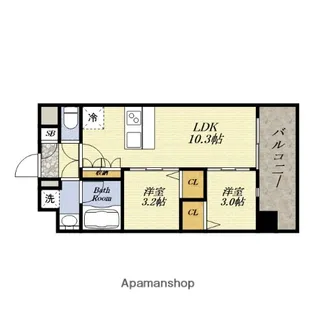 スプランディッド弁天町WEST【5階】の間取り