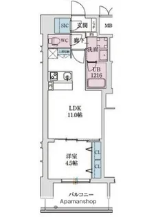 スプランディッド本町グラン【6階】の間取り