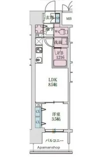 スプランディッド本町東DUE【7階】の間取り