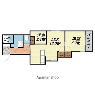 メゾン オピエデュパン【2階】の間取り