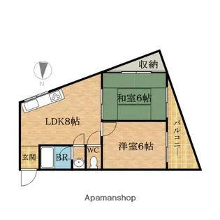 ハイネス磯路【4階】の間取り