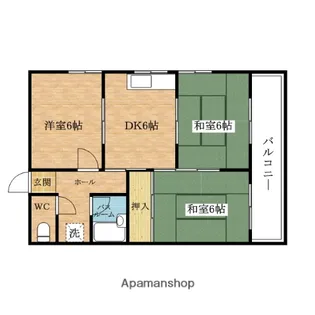 サンハイツ市岡【4階】の間取り