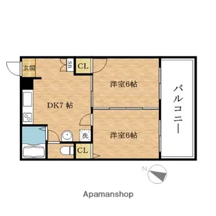 第二港ハイツ【1階】の間取り