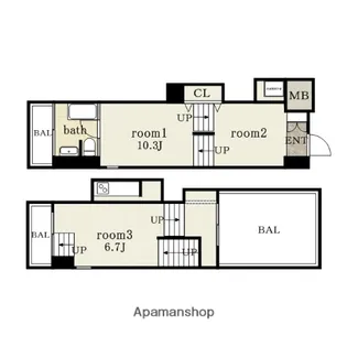 U RESIDENCE弁天町【6階】の間取り