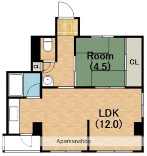 シャトー茶臼山【6D号室】の間取り