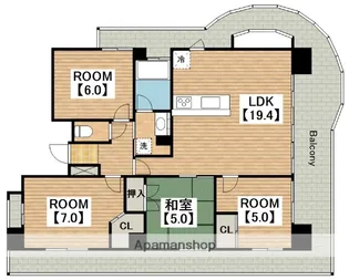 カスタリア阿倍野【5階】の間取り