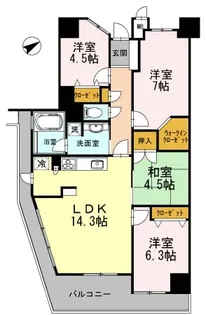 カスタリア阿倍野【11階】の間取り