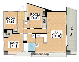 大阪府大阪市阿倍野区阿倍野筋2丁目【マンション】の間取り