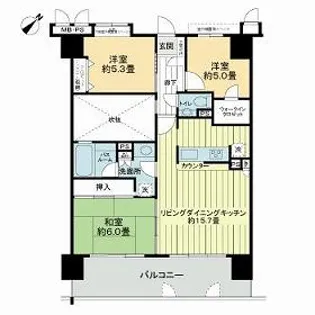 ライオンズマンション三国ケ丘【0610号室】の間取り