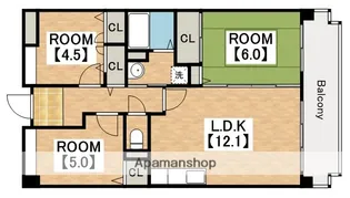 クレセール阿倍野【5階】の間取り