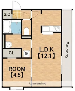 ヴィレッタ勝山南【101号室】の間取り