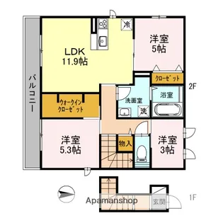 リヴェール(長吉長原3)【201号室】の間取り