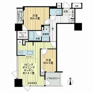 プレサンスレジェンド堺筋本町タワー【3階】の間取り