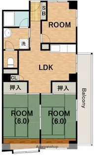 ダイヤモンドハイツ橋原【2階】の間取り