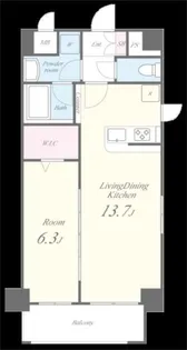 プラシード新町【5階】の間取り