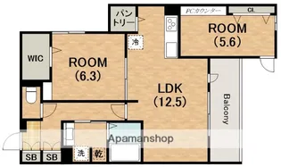 グリーンコート長居西【2階】の間取り