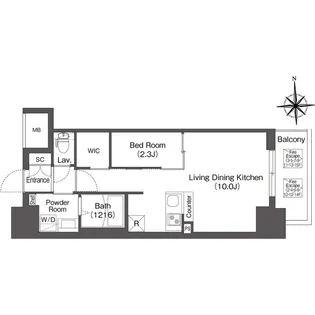コンフォリア・リヴ北浜平野町【0202号室】の間取り
