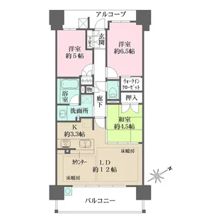 ザ・パークハウス阿倍野三明町【9階】の間取り