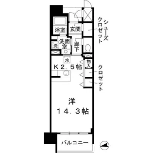 ロイヤルパークスなんば【0307号室】の間取り