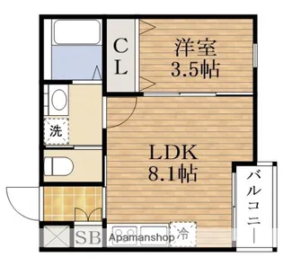 1LDKの間取り画像