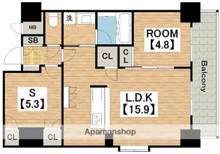 スプランディッド上本町WEST【3階】の間取り