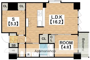 スプランディッド上本町WEST【15階】の間取り