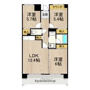 ボヌール御崎【3階】の間取り
