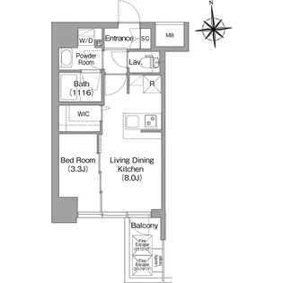 コンフォリア・リヴ桜川ソルテラス【0303号室】の間取り