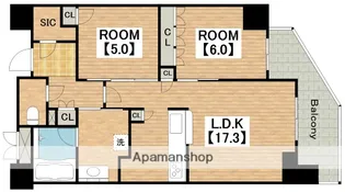 リバーガーデン四天王寺【2階】の間取り