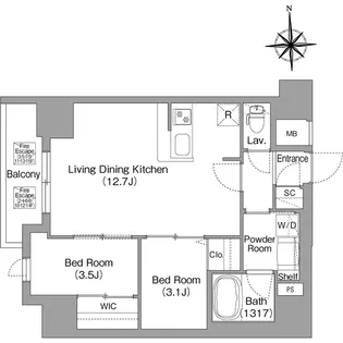 コンフォリア・リヴ北浜高麗橋【0501号室】の間取り