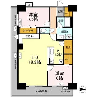 グランセジュール大国町【8階】の間取り