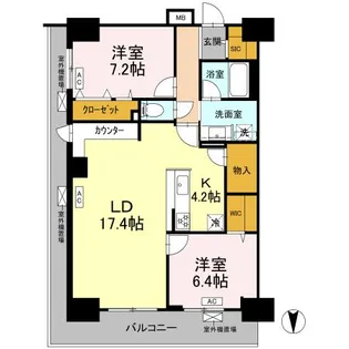グランセジュール大国町【10階】の間取り