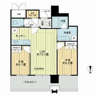 MJR堺筋本町タワー【26階】の間取り