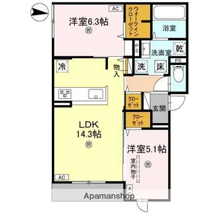 D-residence墨江【1階】の間取り