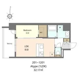 SーRESIDENCE難波西ALTER【8階】の間取り