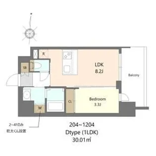S-RESIDENCE難波西alter【2階】の間取り