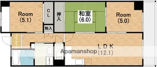 ヒルサイド四天王寺東【5階】の間取り