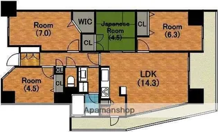 カスタリア阿倍野【6階】の間取り